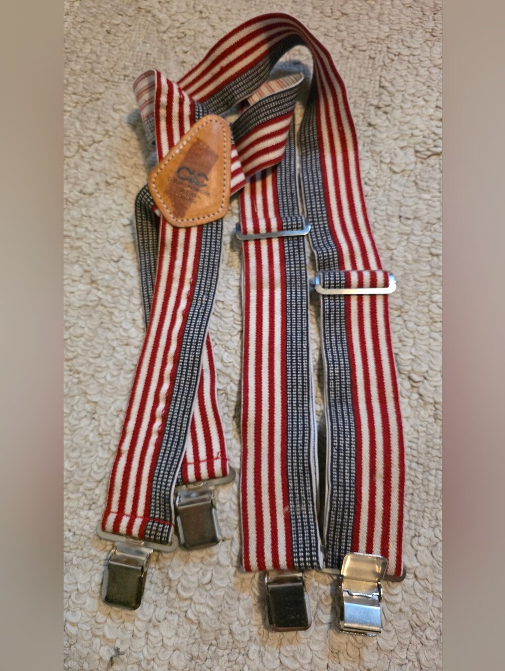 4/$67 Deal! Vintage Striped Red & White Suspenders